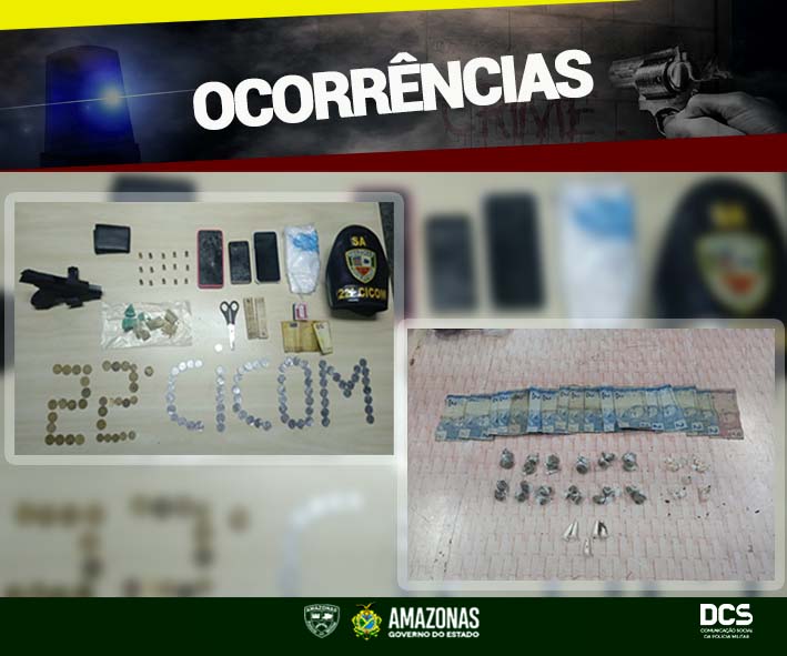 Em ações distintas, PMAM detém três homens em posse de entorpecentes, arma de fogo e munições