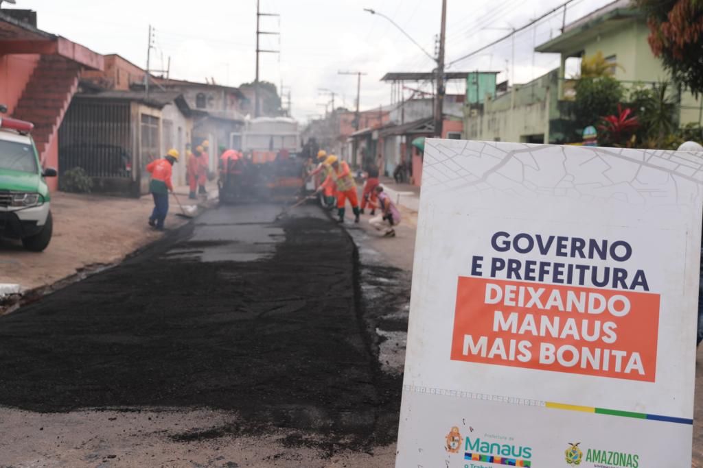 Nova frente de obras do ‘Asfalta Manaus’ no bairro Santo Antônio é vistoriada por Wilson Lima e David Almeida