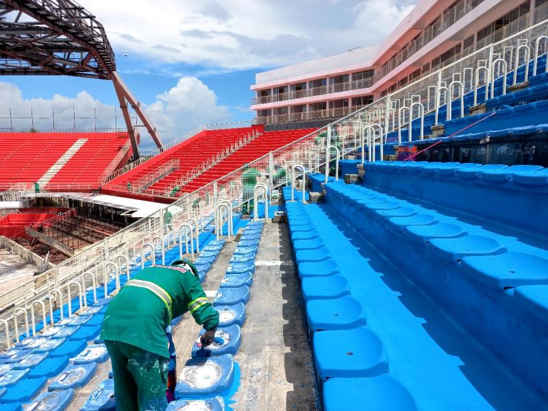 Parintins 2022: Azul e vermelho estampam revitalização do Bumbódromo