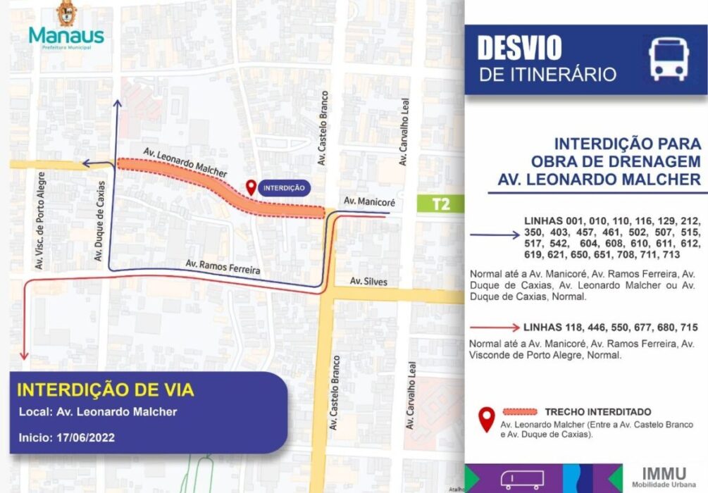 Trecho da avenida Leonardo Malcher será interditado para obra de drenagem