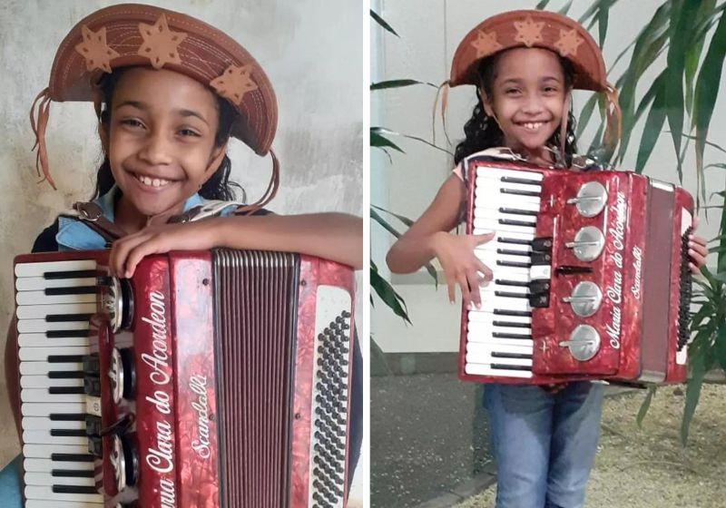 Menina aprende a tocar sanfona aos 6 anos inspirada em Luiz Gonzaga