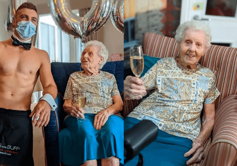 Idosa pede stripper em festa de 106 anos e diverte asilo