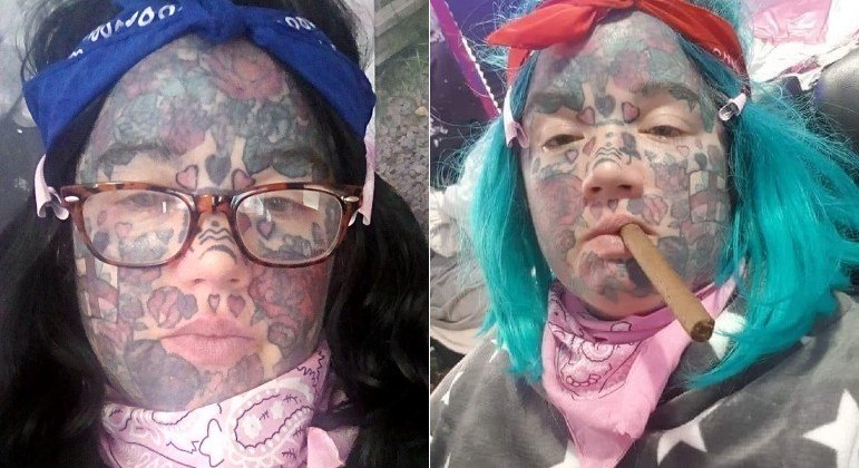 Mãe viciada em tatuagens 'estilo prisão' lamenta: 'Não consigo arrumar emprego'