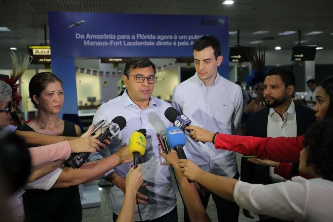 Wilson Lima destaca avanços no turismo do Amazonas durante inauguração do voo da Azul entre Manaus e Fort Lauderdale