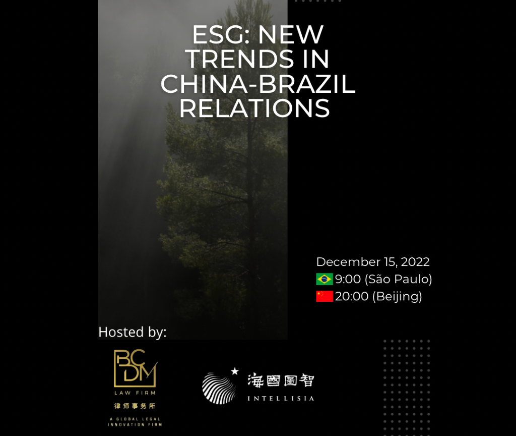 Evento internacional sobre ESG reúne especialistas do Brasil e da China
