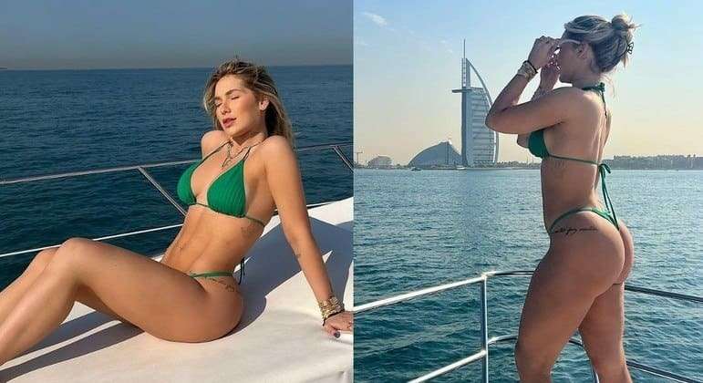 Virginia Fonseca exibe corpão durante passeio de barco em Dubai