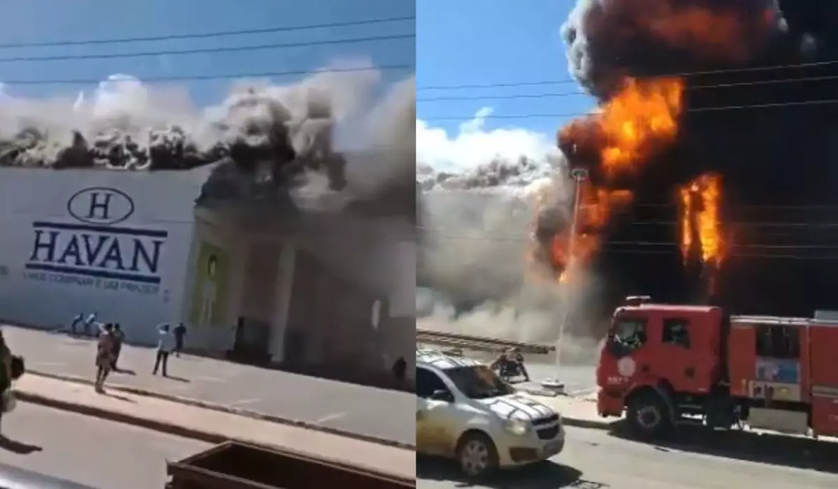 Loja da Havan explode em incêndio de grandes proporções e causa pânico