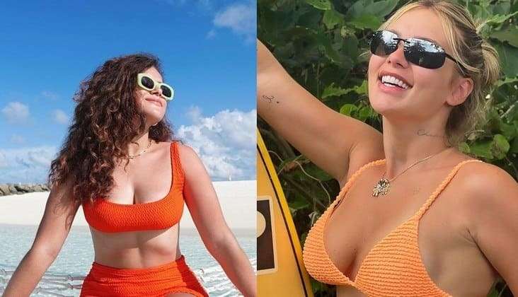 Laranja é a cor mais quente: famosas apostam em looks de praia no tom queridinho do verão