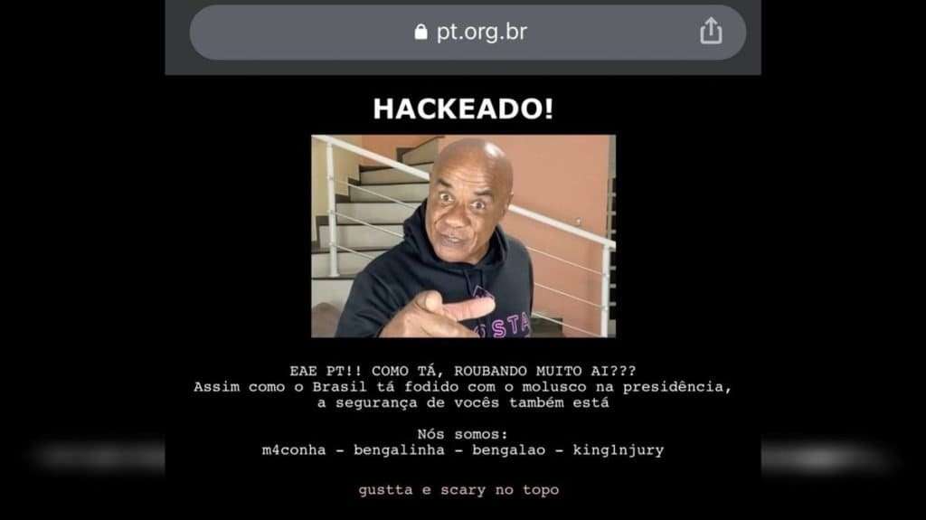 Hackers invadem site do PT e incluem foto de Kid Bengala