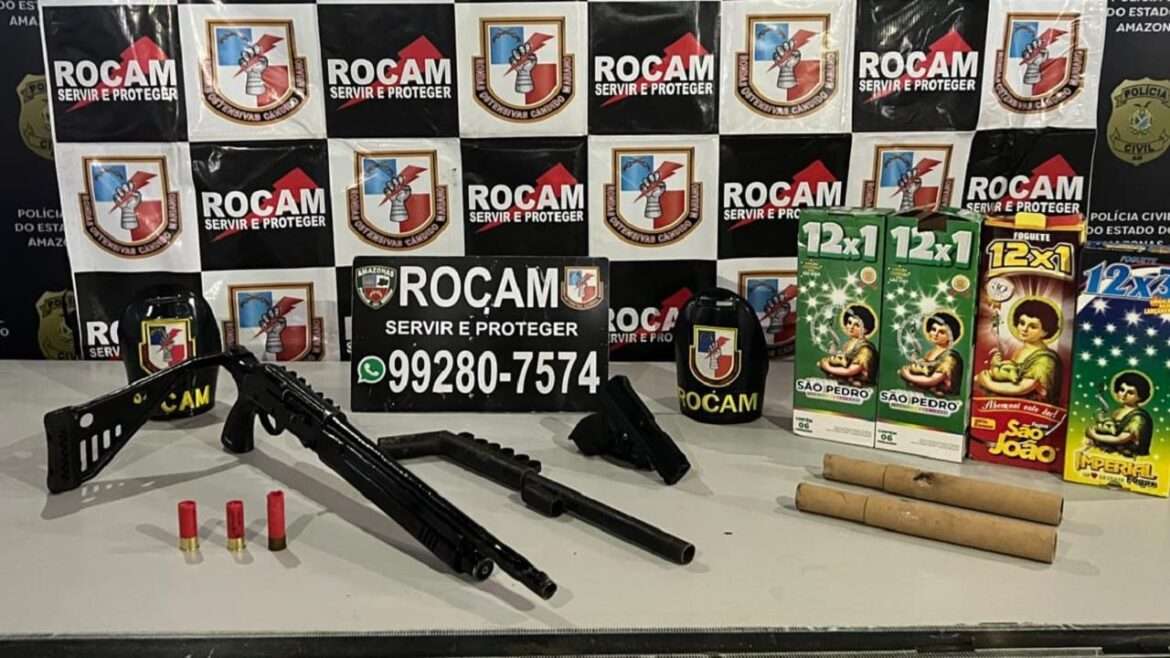 Rocam prende trio com armas munição e fogos de artifício no parque são Pedro