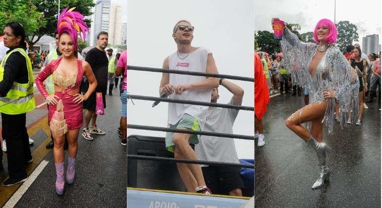 Carla Diaz, Leo Picon e mais famosos encaram chuva no Bloco da Favorita, em São Paulo