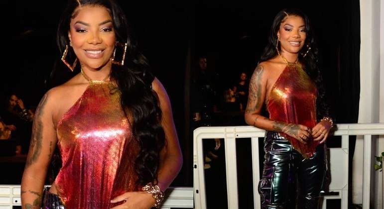 Ludmilla brilha com cropped e calça metalizada em festa de aniversário