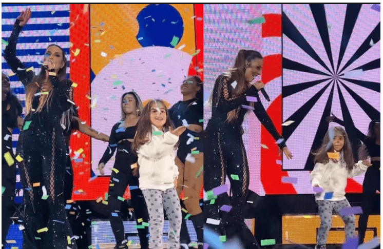 Filha de Ivete Sangalo rouba a cena em show da mãe em Portugal