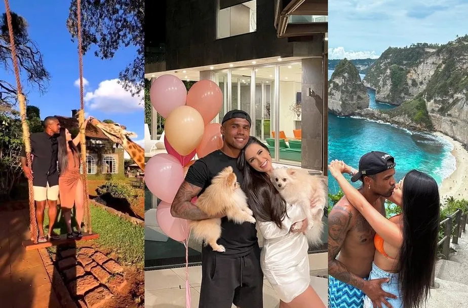 Viagens, mansões e carrões: devendo pensão, Douglas Costa ostenta vida de luxo ao lado de Nathália Félix