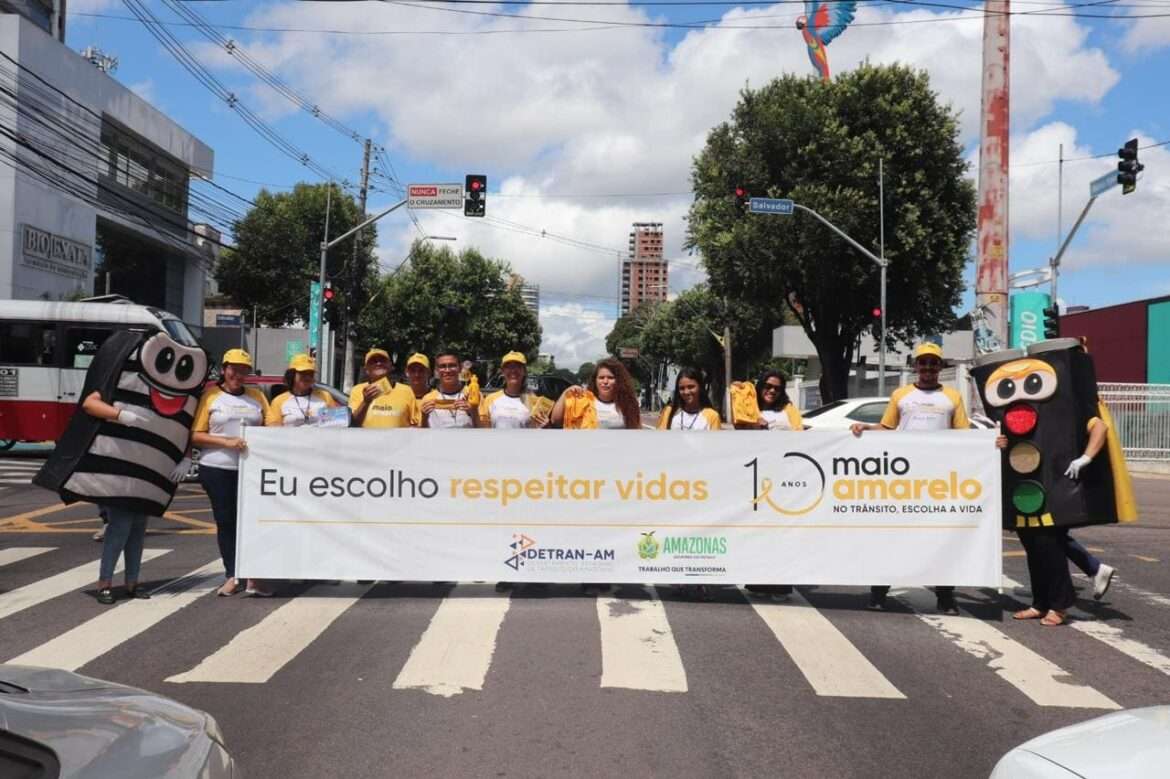 ‘Maio Amarelo’: Detran Amazonas faz campanha de conscientização na zona centro-sul de Manaus
