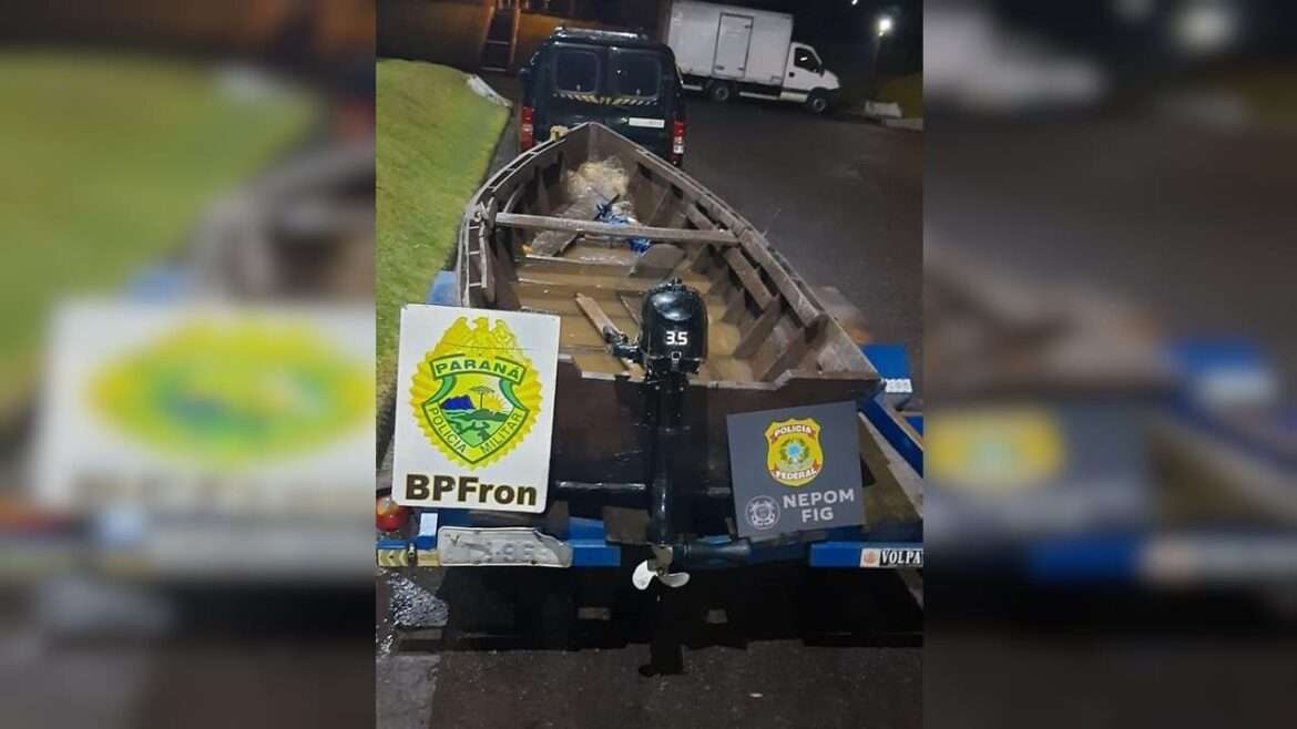 Polícia intercepta 800 kg de maconha em embarcação na fronteira