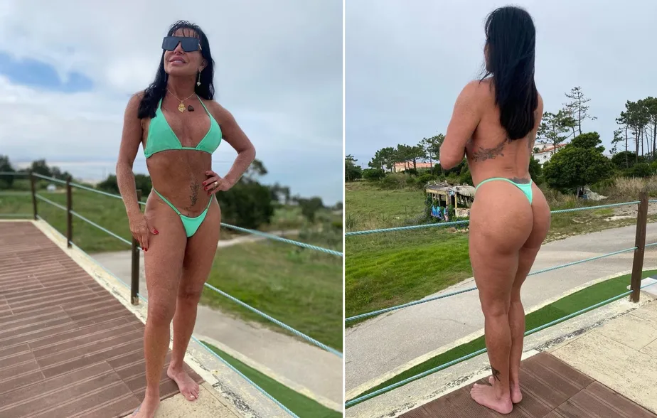 Gretchen exibe bumbum durinho em fotos de biquíni: 'Corpo trabalhado na musculação'