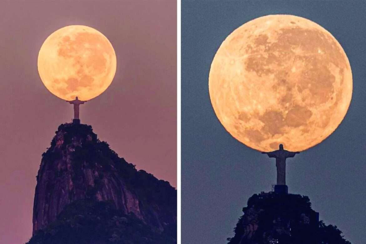 Foto do Cristo Redentor ‘segurando’ a Lua cheia viraliza e corre o mundo