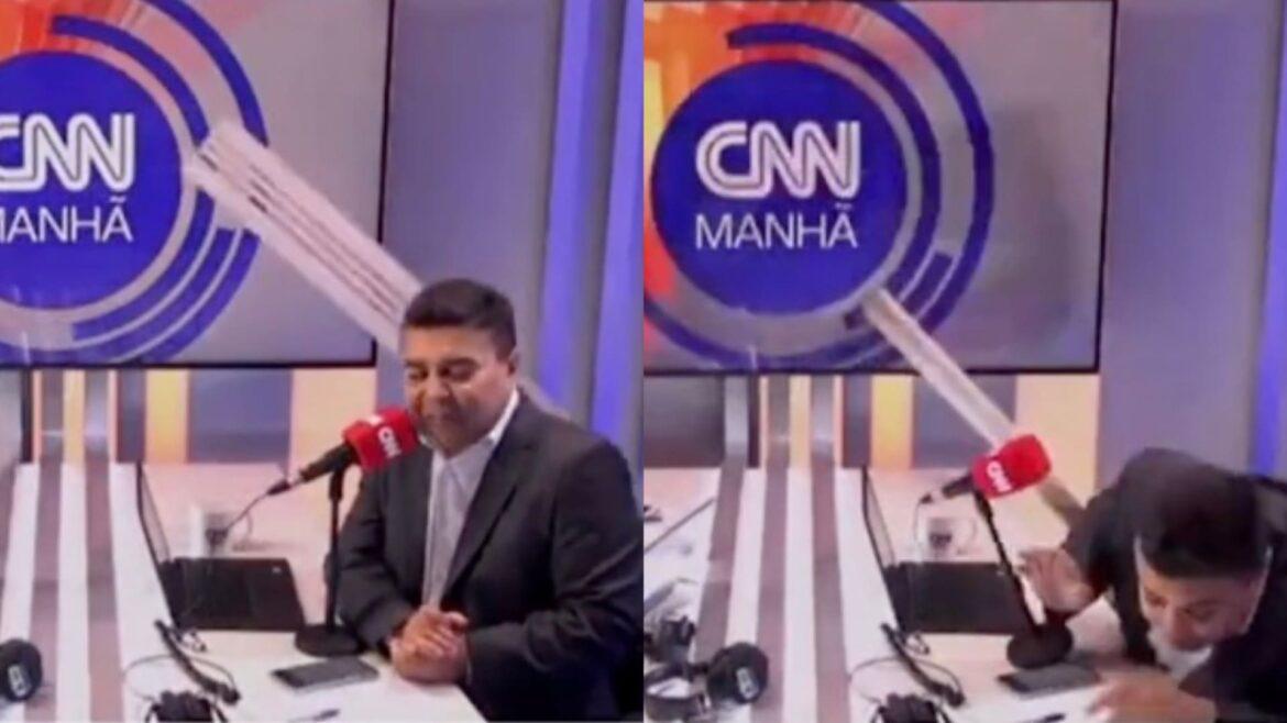 Vídeo:cenário de estúdio da CNN Brasil cai e atinge apresentadores