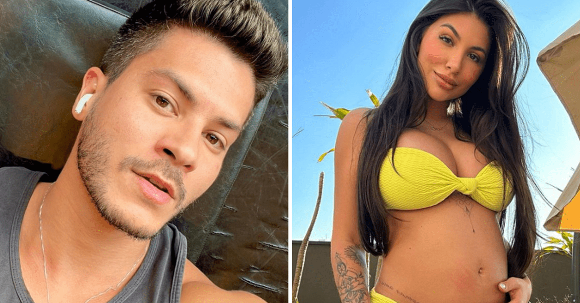 Ex-namorada de Arthur Aguiar, Jheny Santucci mostra bebê se mexendo na barriga