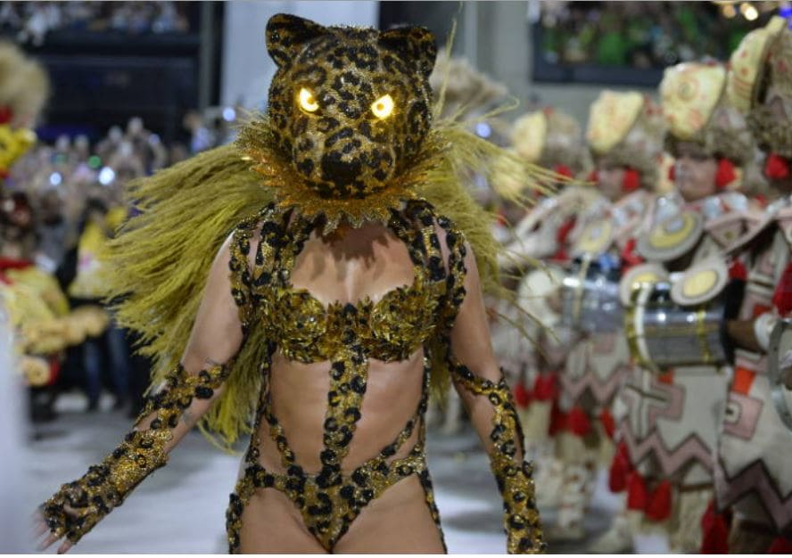 Paolla Oliveira ‘vira onça’ em desfile na Sapucaí e encanta internautas