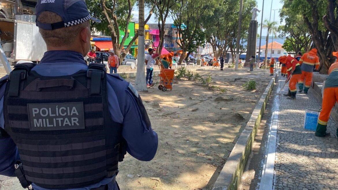 Forças de Segurança promovem ação conjunta em praças no Centro de Manaus