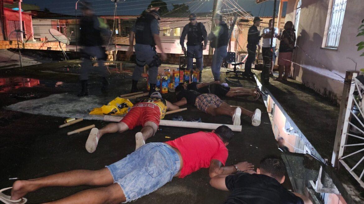 Vídeo: integrantes de facção são presos após foguetório em Manaus