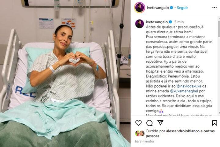 Após uma maratona carnavalesca Ivete Sangalo é internada com pneumonia