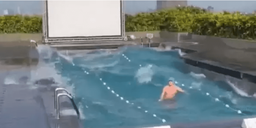 Vídeo: homem fica 'preso' em piscina durante terremoto em Taiwan