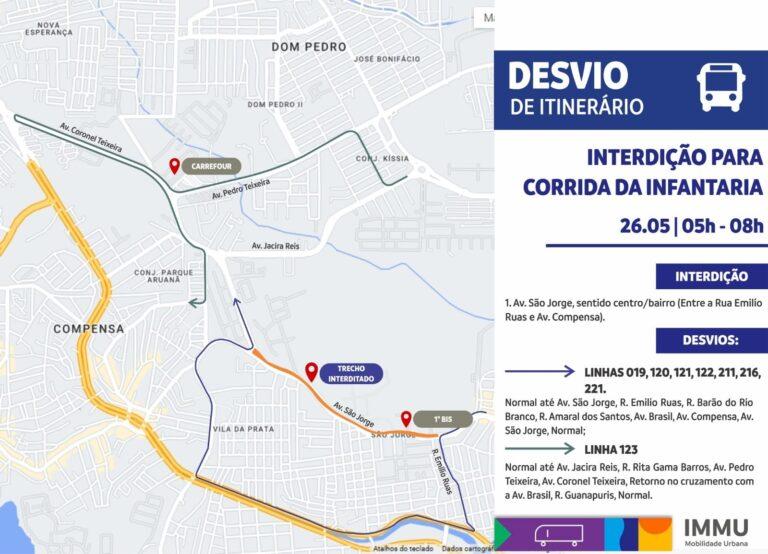Trânsito terá desvio no São Jorge, no próximo domingo, para ‘Corrida da Infantaria’
