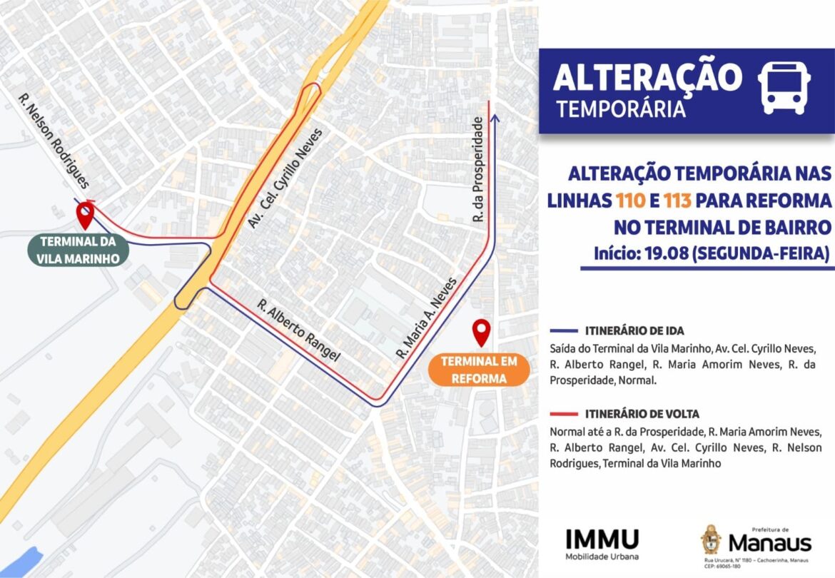 Mudanças em linhas de ônibus do bairro Compensa a partir da próxima segunda-feira