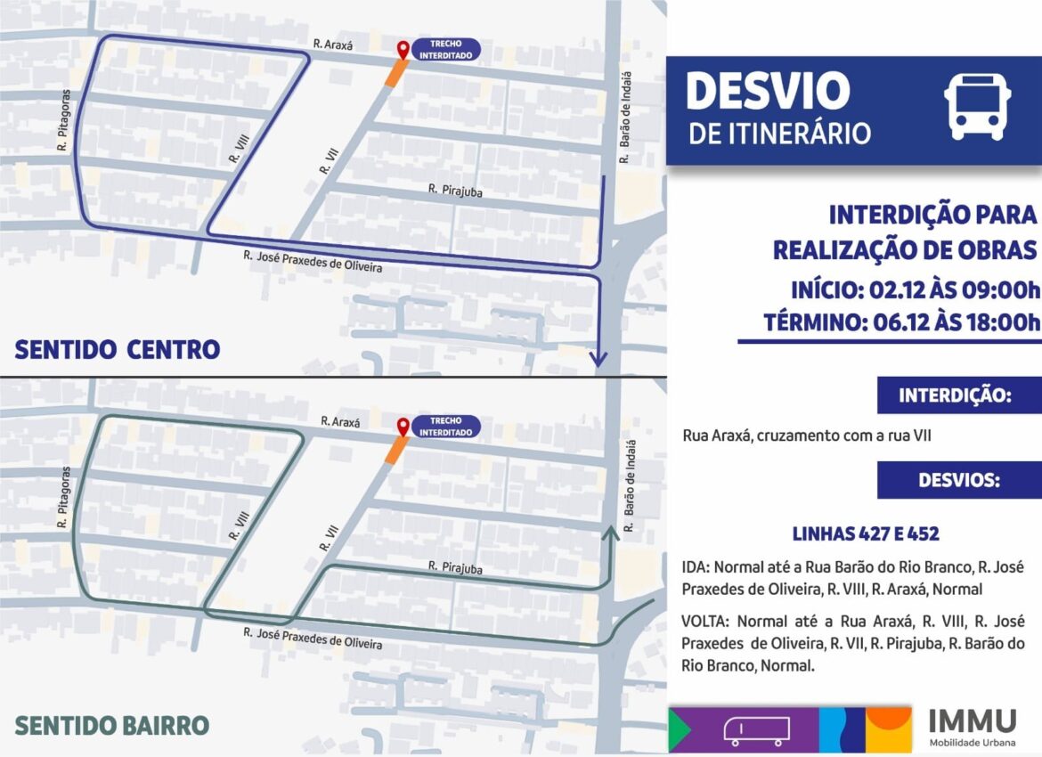 Obras de saneamento interditam rua Araxá entre os dias 2 e 6 de dezembro