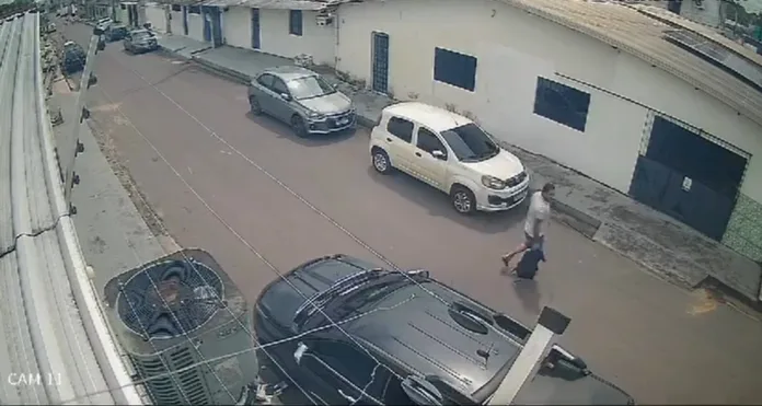 Vídeo: homem arromba carro e furta pertences de advogada em Manaus