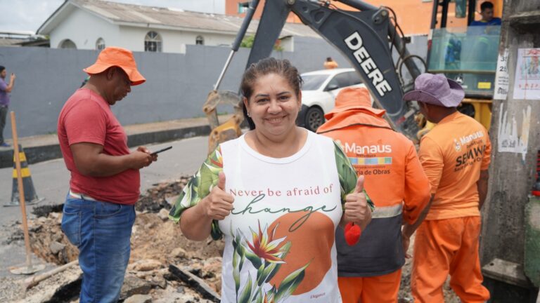 Prefeitura de Manaus recupera rede de drenagem profunda em principal via do bairro Petrópolis