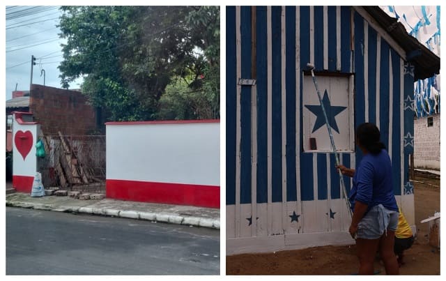 Casas pintadas de vermelho e azul se transformam em símbolo de amor e tradição em Parintins