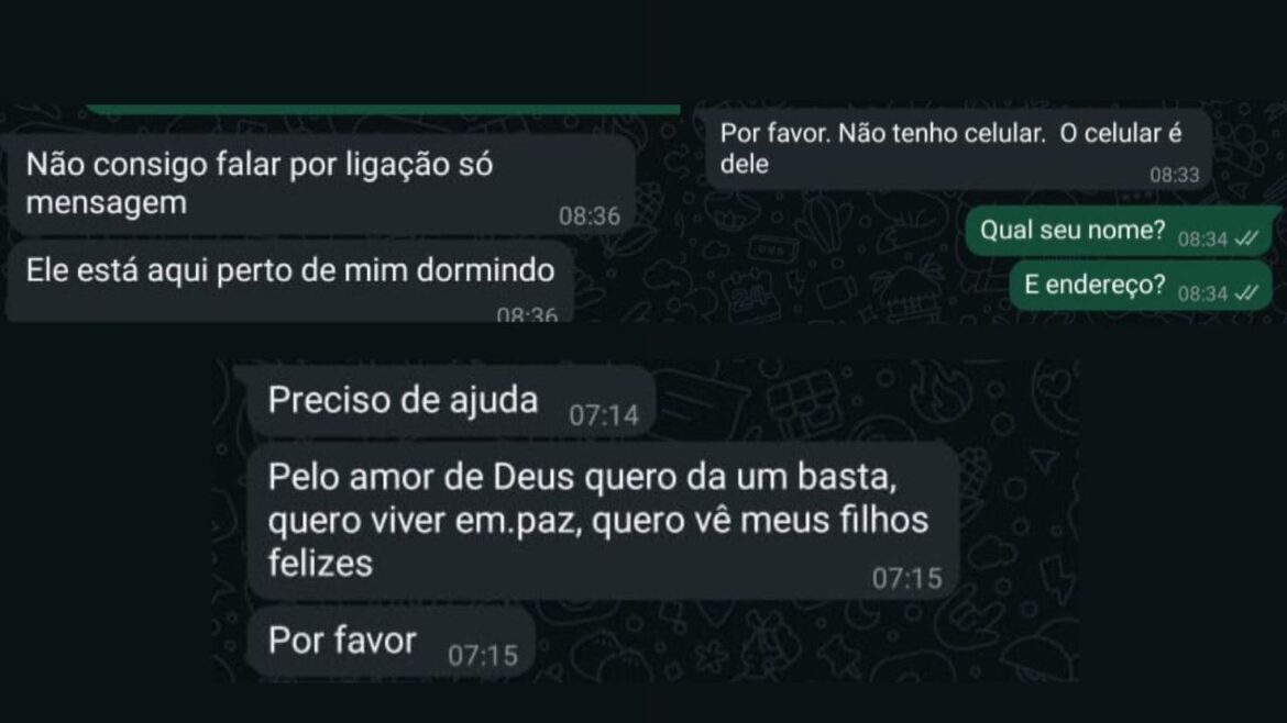 Mulher vítima de violência doméstica é socorrida pela polícia após pedir ajuda por mensagem