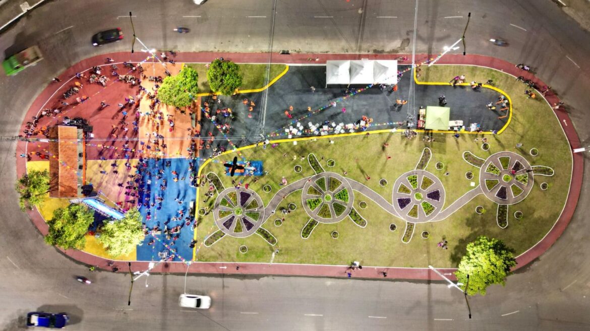 Nova rotatória do Musa é entregue com espaço para zumba, caminhada e moradores celebram qualidade de vida