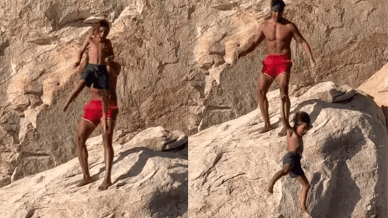 Influenciador joga filho de penhasco e garante que atitude foi proposital: “Ensinamento”