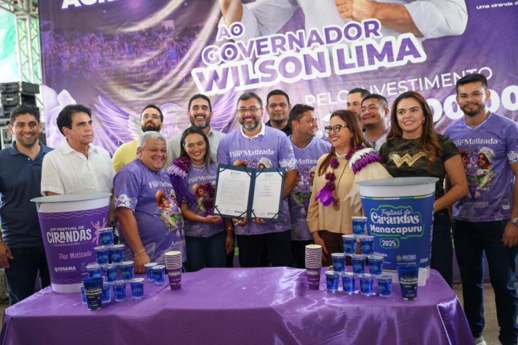 Governador Wilson Lima acompanha trabalhos das cirandas em Manacapuru e entrega EPIs e copos de água para o festival