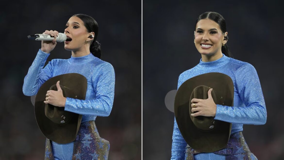 Ana Castela emociona público ao cantar hino nacional antes de jogo da NFL