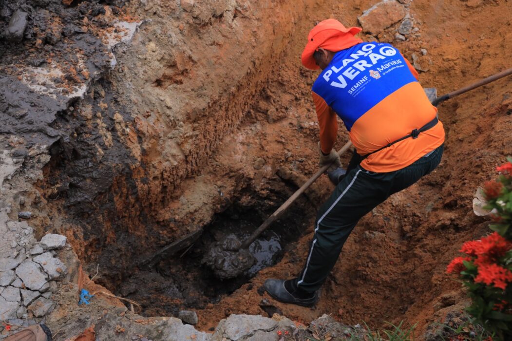 Seminf inicia intervenção em rede de drenagem profunda na avenida Lourenço da Silva Braga
