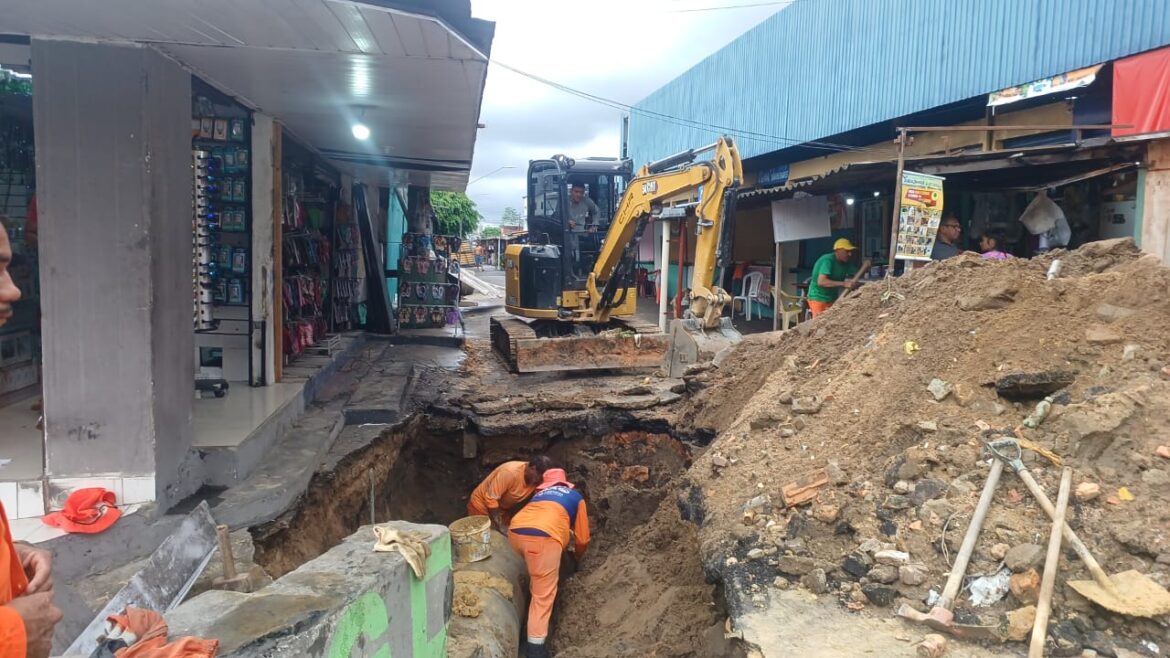 Prefeitura avança com substituição de 50 metros da rede de drenagem em área comercial do bairro Betânia