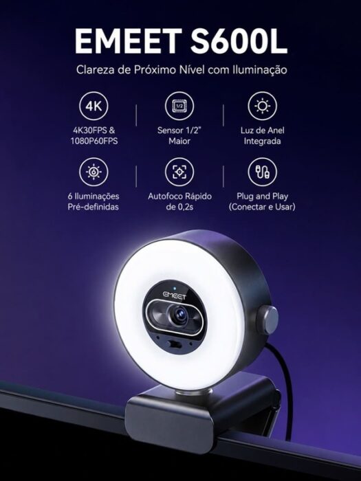 EMEET lança S600L no Brasil para criadores e streamers